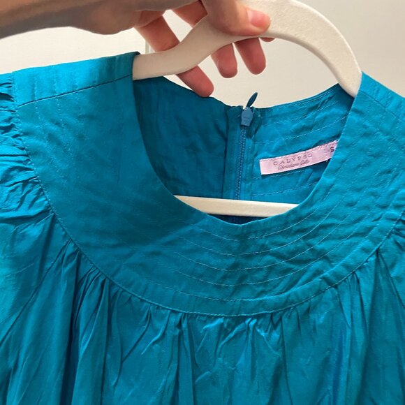 Calypso Christiane Celle Womens Zip Up Short Sleeve Silk Shift Dress Blue S - Picture 3 of 7